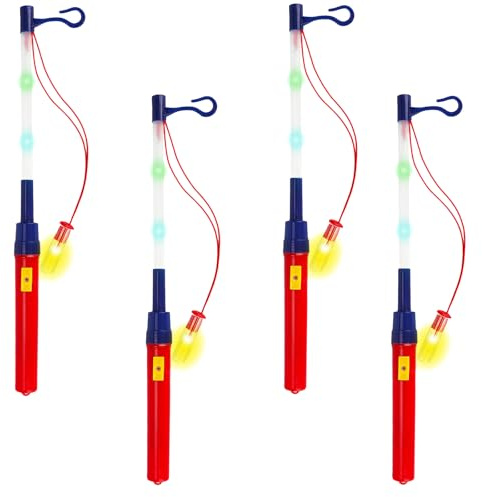 Laternenstab 40cm Laternenstäbe 4/6 Stück, LED Laternenstange für Erwachsene Kinder, Laternenstabs Laternen für Laterne Numzüge Martinsumzüge Halloween Kinderpartys Gartenparty (4 farbige Lichter)