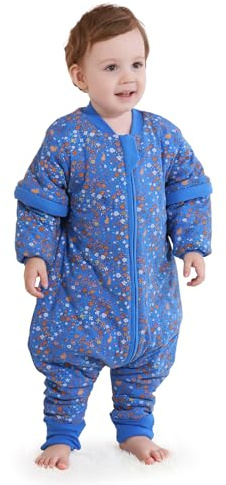 Mosebears Babysovsäck, 2.5 TOG babysovsäck med ben, varmt fodrad vintersovsäck med avtagbara ärmar
