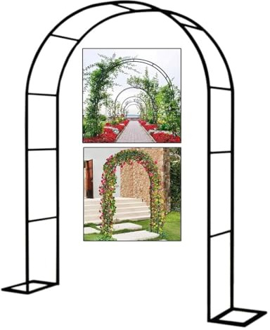 Arco da giardino per piante rampicanti, supporto edera, traliccio, decorazione per esterni, per prato, cortile, patio, matrimoni, telaio in metallo (larghezza 1,4 m x altezza 2)