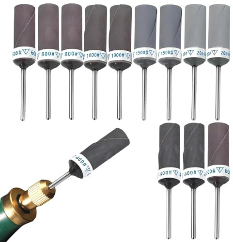12Pcs Sanding Sticks 400 to 2000 Grit Set, Sanding Bands for Wood Drill, Rotary Tool Accessories Sanding Drums Sandpaper Sticks, Compatible with Rotary Tool Accessories for Wood Grinding Polishing