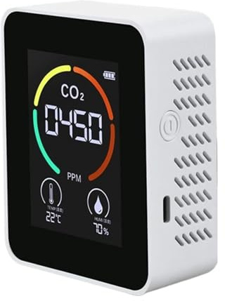 Detector Gas Medidor De CO2, Analizador Detector Gas, Calidad del Aire, Dióxido Carbono, Monitor Inteligente, Contaminación(White)
