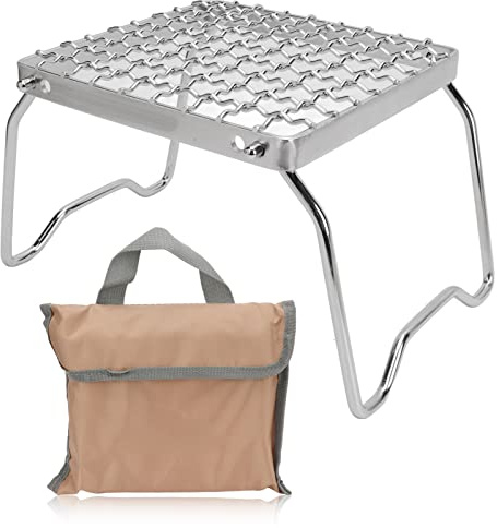 Support de gril de feu de camp en acier inoxydable, pliable et réglable, Mini poêle Portable, support de barbecue pour Camping pique-nique cuisine en plein air