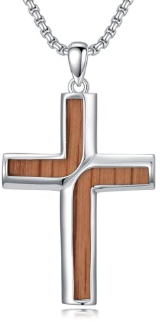 enjoylifecreative Kreuz Anhänger Halskette für Damen Herren 925 Sterling Silber Christliche Kreuz Anhänger Kette Cross Religiös Schmuck Geschenk für Frauen Männer