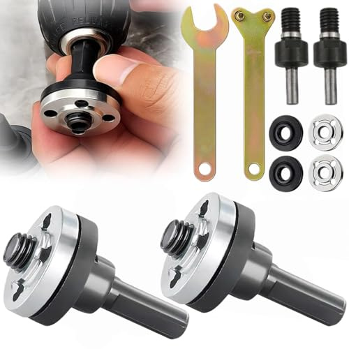 Electric Drill Angle Grinder Connecting Rod Set, Power Tools Conversion Kit with Bench Grinder Discs, Flange Nuts & Wrench for Grinding, Cutting, Polishing Wood & Metal Polishing Work(10Pcs)