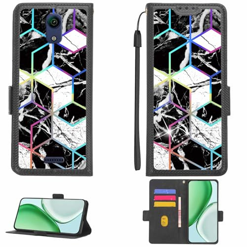Aroepurt fodral kompatibelt med Cricket Vision 3 telefonfodral flipfodral [med skärmskydd i härdat glas] [RFID-blockering] [färgglatt reflekterat ljus] LPT-HS