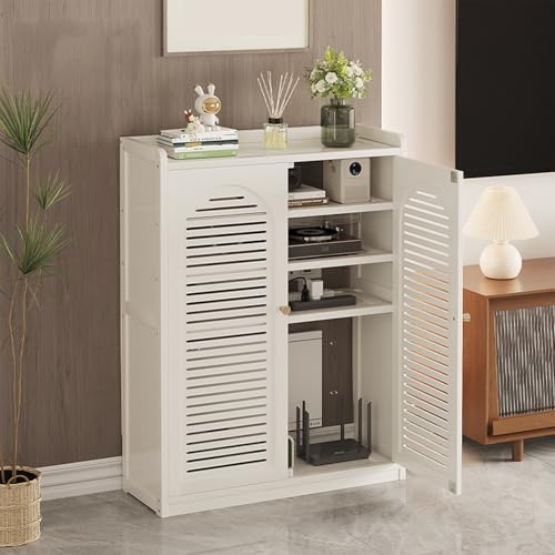 HDZNDH Caja De Almacenamiento WiFi, Gabinete De Suelo Independiente para Router Y Modem De Bambú, Organizador De Cables con Estante Decorativo, Mueble para Hogar, Sala De Estar