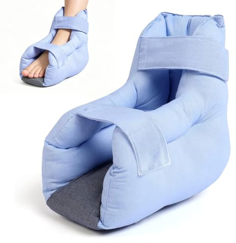 Zinueen Protezione per tallone e tallone cuscino per letti, design aperto contro i punti di pressione, 2 chiusure in , lavabile in lavatrice