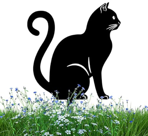 Générique Piquet de Cour pour Chat Noir – Décoration de Jardin pour Chats en métal | Piquets de Jardin en métal | Piquet de pelouse de Chat | Piquets décoratifs de qualité Artisanale pour Cour, Patio