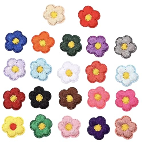 22 Aufbügelpatches Blumen, Bunt Bestickte Aufnäher, Bügelpatches für Jeans Hemden Jacken, Vielseitige Designs, Einfach zu Aufbügeln