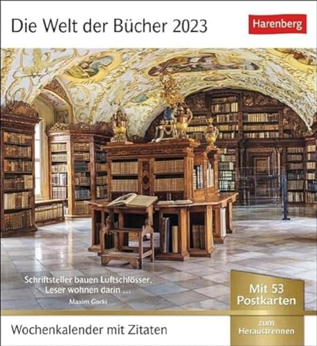 Die Welt der Bücher Postkartenkalender 2023. Von umwerfenden Bibliotheken zum gemütlichen Lesesessel - ein Fotokalender für Bücherwürmer. 53 ... Wochenkalender mit 53 Literaturpostkarten