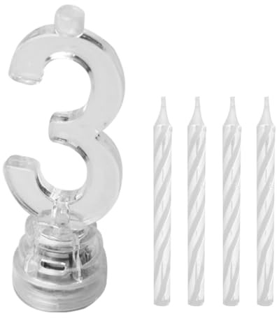 Bougies lumineuses LED chiffre 3 - Blanc - Taille Unique