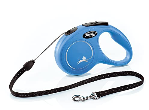 Flexi® Correa retráctil clásica para Perro (cordón), ergonómica, Duradera y sin enredos, para Perros de hasta 26 Libras, 16 pies, pequeña, Azul