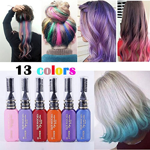 13 Farben DIY Langlebige Temporäre Schimmer Haar Farben Creme mit Kämme Haare Färben Kreide Haartönungen