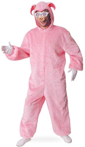 KarnevalsTeufel Herren-/Damenkostüm, Tierkostüme Tiere Schweine Schweinchen 1-tlg. Overall mit Kapuze (Large)