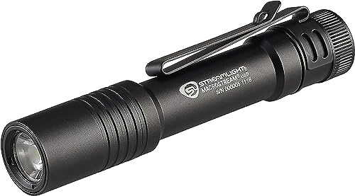 Streamlight 66320 MacroStream USB 500-Lumen 2000-Candela Rechargeable EDC Compact LED Flashlight with USB Cable, Black