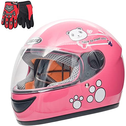 Kinderhelm, Motorradhelm Für Kinder, Motorrad Halbhelme, Motorrad Moped Jungen Mädchen Kinder Childs, 3 Farben Style Für Wahl,Rosa