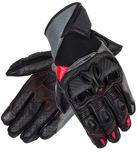 REBELHORN Flux II Leder Motorradhandschuhe für Herren Hochwertiges Ziegenleder SAS-TEC und Superfabric Panels Belüftung Touchscreen Friendly Pads
