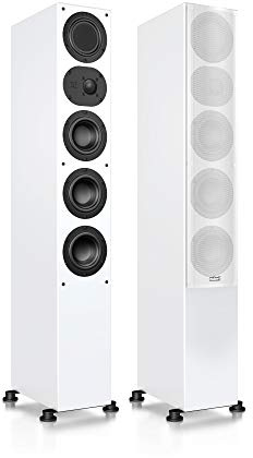 Nubert nuLine 334 | Weißes Standlautsprecher Paar | 1 Paar Standboxen | Lautsprecher für Musikgenuss | Heimkino & HiFi Qualität auf hohem Niveau | Passive Standbox mit 3 Wege Technik