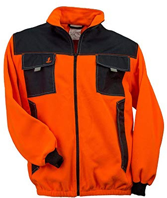 Safety Urgent URG-O Polar Fleecejacke Professionelle Warnjacke schützende fleeceisolierte 300g/m2 Schutzjacke Mantel Taschen Herren Jacke Arbeitsjacke EN340 Orange mit Schwarz (M)