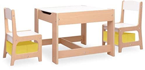 vidaXL Kindertisch mit 2 Stühlen Kreidetafel Kindersitzgruppe Kindermöbel Tisch Kinderstuhl Kindersitzgarnitur Sitzgruppe Tischset MDF