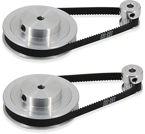 Befenybay 2 Kit GT2 Synchronrad Aluminium Zahnscheibe mit 2 Stk. Länge 200mm Breite 6mm Riemen (20-80T-5B-6)