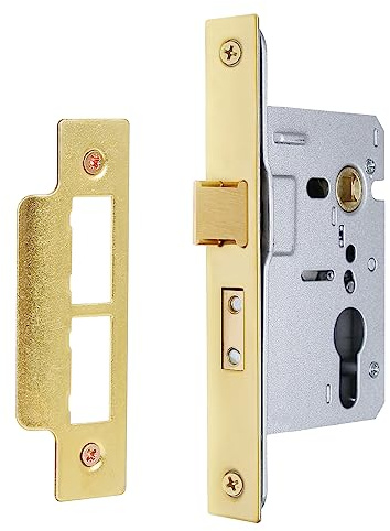 DIDA® Polished Brass Euro Barrel Sashlock - Euro Sash Lock for Internal or External UPVC Doors, Door Latch Hardware and Cylinder Barrel Lock for Doors