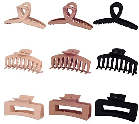 VENGABY Haarklammern Damen, Hair Clip Claw Clip, Haarspangen mit Starkem Halt, Rutschfeste Haarkralle für Frauen und Mädchen, Pferdeschwanz Halter, Matte Acryl-Rutschfest Haarspangen (9pcs)