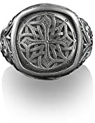 Bysilverstone - Chevalière Carrée Avec Nœud Celtique, Cadeau Pour Amoureux De La Mythologie Nordique, Bijoux Triquetra, Grosses Bagues Pour Hommes, Bagues Roses En Argent Sterling Pour Femmes