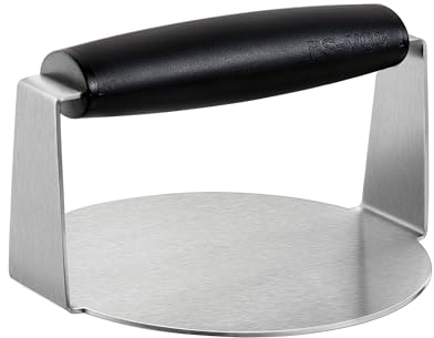 BS-VOG Burgerpresse 6,2 Zoll, Edelstahl Burger Smasher mit Verstärktem Griff, Runde Smashed Patty Presse, Professionelles Barbecue Grill Zubehör für Perfekte Burger Patties