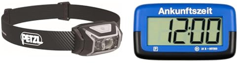 PETZL Wiederaufladbar - Stirnlampe ACTIK CORE - Unisex, Grau, Einheitsgröße & Needit Park Micro elektronische Parkscheibe mit Zulassung I Digitale Parkuhr Mikro blau mit Batterie u. Montage Zubehör