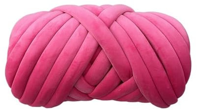 Sperrige Armstricken Wolle 1 kg Samt, dick, super sperrig, 3 cm, klobiges Garn, Handstricken, gewebter Faden, Korb, Teppiche, Riesengarn, DIY-Arm, handgestrickte Decke (Color : Rose red V)