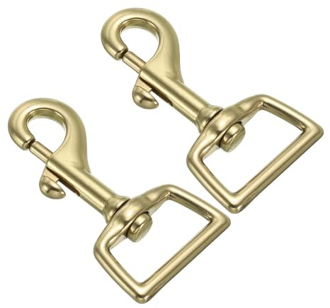 PATIKIL Llaveros con Mosquetón, 2 Unidades de 1 Pulgada de Mosquetones Ovales de Latón Puro con Gancho Giratorio para Clips de Cartera de Cuero DIY