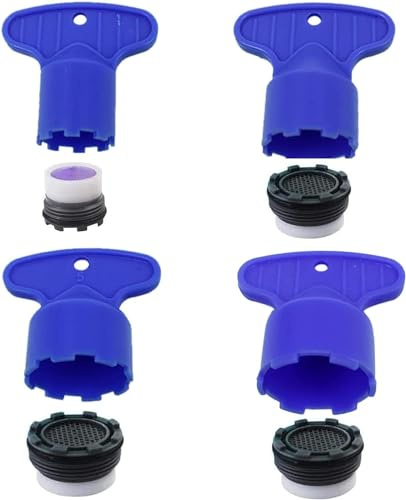 4 Pack Faucet Aerator Key Removal Wrench Tool with 4 Pieces Faucet Aerator for M 16.5 18.5 21.5 24 (4 Size)