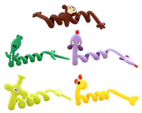 jojofuny 5pcs Animal Shaped Cable Organizer Silicone Mini Cable Winder Cord Management for Headset Ties Assorted Style