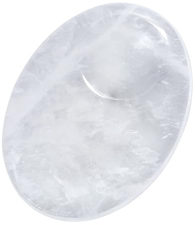 Bergkristall Handschmeichler Stein Daumenstein Edelstein Heilstein oval | Handschmeichler Edelstein, Glücksbringer Taschenstein gegen Stress und Angst, Reiki Heilstein für Meditation Massage Gua Sha