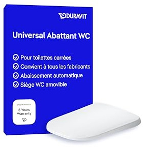 Duravit WC-Sitz Univavo, WC-Sitz eckig, Klobrille mit doppelter Absenkautomatik, Toilettendeckel Quick Release für einfache Montage, Klodeckel made in EU, Urea-Duroplast, Edelstahlscharniere, Weiß