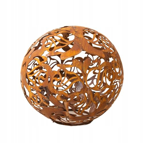 Kapaga, sfere da giardino in ruggine, per esterni, decorazione da giardino, vintage, decorazione da giardino, per candele, sfere decorative da giardino, per esterni, sfera esterna, rosa (rosa, 35 cm)