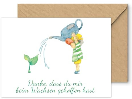 Friendly Fox Dankeskarte Kindergarten, Danke Karte für Erzieher und Lehrer, DIN A6 Dankeschön Karte mit Kraftpapier Umschlag