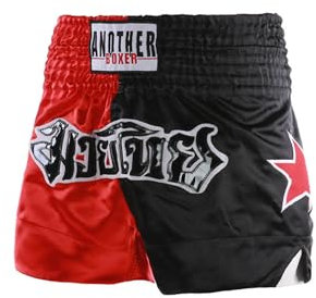inhzoy Kinder Jungen Boxing Shorts MMA Muay Thai K1 Boxen Locker Farbblock Retro Shorts Kampfsport Fitness BJJ Workout Käfigkämpfen Shorts Rot&Schwarz 176