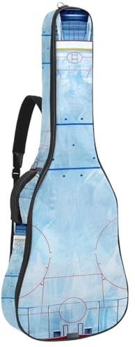 Gitarrentasche für Akustikgitarre mit zwei Taschen, Eishockey-Stadion-Druck, wasserabweisend, doppelt verstellbarer Schultergurt, Gitarrentasche, Eishockey-Stadion-Druck, 42.9x16.9x4.7 in, Stilvoll