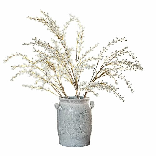 Loberon Deko-Zweige 3er Set Palmyra, weiß/braun | handgefertigt, naturgetreue Weidenkätzchen-Optik, Kunstblume, Dekoration, Kunststoff, Eisendraht