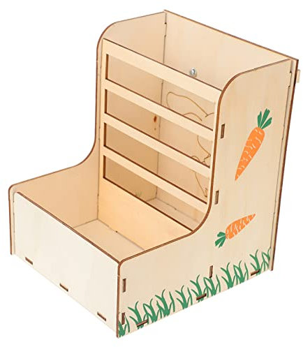 Yardwe Futterspender Für Kleine Haustiere Aus Hochwertigem Holz Für Meerschweinchen Chinchillas Und Hasen Mit Reinigungszaun Großer Futtervorrat Einfacher Am Käfig