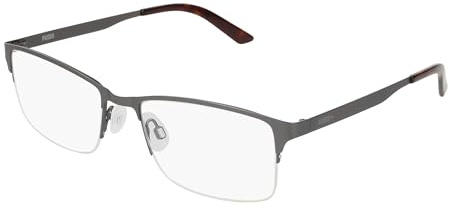 PUMA Brille mit Sehstärke für Herren optional mit Sonnenbrillentönung oder Blaulichtfilter, Rechteckig, gefertigt aus Metall, Modell: PE0028O-002 (inklusive Brillenetui)