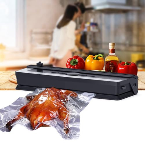 Kadxyan Vacuum Sealer Machine, 135W Automatic Vacuum Sealer Machine with Build-in Cutter, LED Indicator, Includes 5 Vacuum Bags for Food, for Liquid/Dry/Moist food