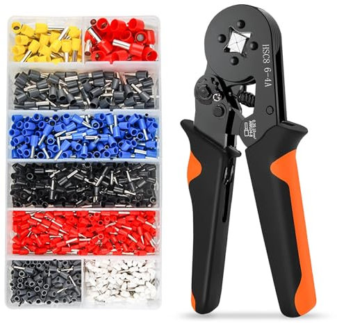 Idota Pinza Crimpatrice, Crimpatrice Capicorda con 1250pz Capicorda Elettrici 0,5-10mm², Crimpatrice Cricchetto Automatico Autoregolante