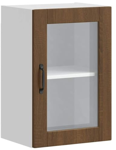 vidaXL Küchen-Hängeschrank mit Glastür Porto Braun Eichen-Optik