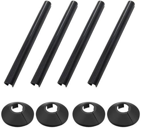 Pack of 4 Black 15mm Radiator Pipe Hole Covers – Easy Snap-On Design, Perfect for Radiator and Floor Pipe Installation
