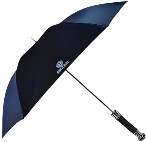 RonyCron Marken XXL Elegant Regenschirm Schwarz-Deluxe-Sturmfest-2 Person Damen/Herren Umbrella Gummispitze geeignet als Stockschirm und Golfschirm 138cm Automatik Öffnen RC Griff
