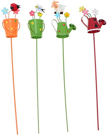 YARNOW 4pcs Metal Potted Plant Watering Pot Inserting Ornaments Flower Arrangement Decoration Set Random Color Suitable for Home Garden Plant Display
