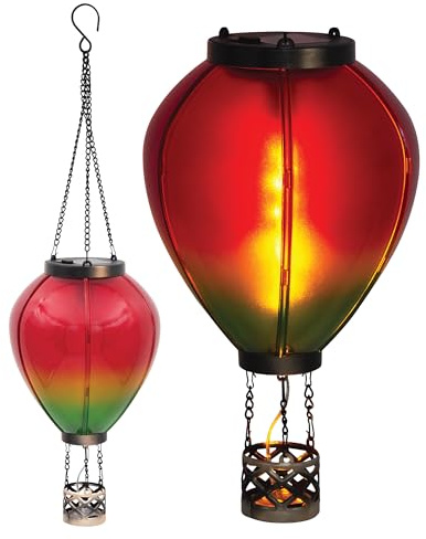 GardenKraft 10919 Hot Air Balloon Lantern/Solar Powered Outdoor Light/Efficient LEDs/Durable Construction/Flame Effect/Warm White Light Colour